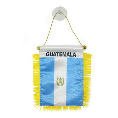 4 X 6 Inch GUATEMALA Mini Fringy Flag For Car Rearview Mirror Double Sided Flag with Suction Cup