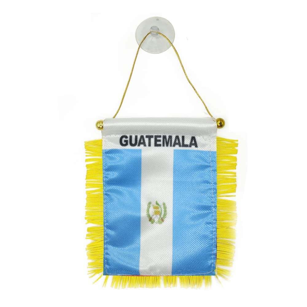 4 X 6 Inch GUATEMALA Mini Fringy Flag For Car Rearview Mirror Double Sided Flag with Suction Cup