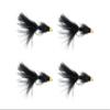 Wild Water Fly Fishing Cone Head Black Wooly Buggers, Size 8, Qty. 4, for Deeper Water Fish, Trout, Pike, and Bass view 1