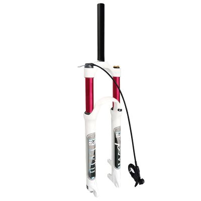 LvTu 26 27.5 29 inch Mountain Bike Suspension Fork, Disc Brake 1-1/8" Air Front Fork Straight/Tapered Steerer Lightweight Alloy 9mm QR (Color : Straight Remote Lock, Size : 27.5 inch)