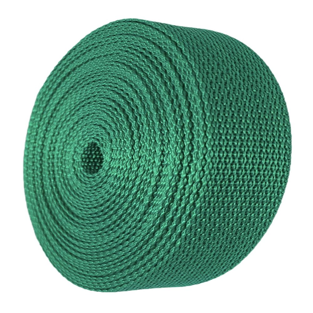 GGR Supplies Durable Polypropylene UV Resistant Webbing Straps Ideal for DIY Projects, Pet Collars, Outdoors, Crafts and Much More. 1 Inch (Green, 100)