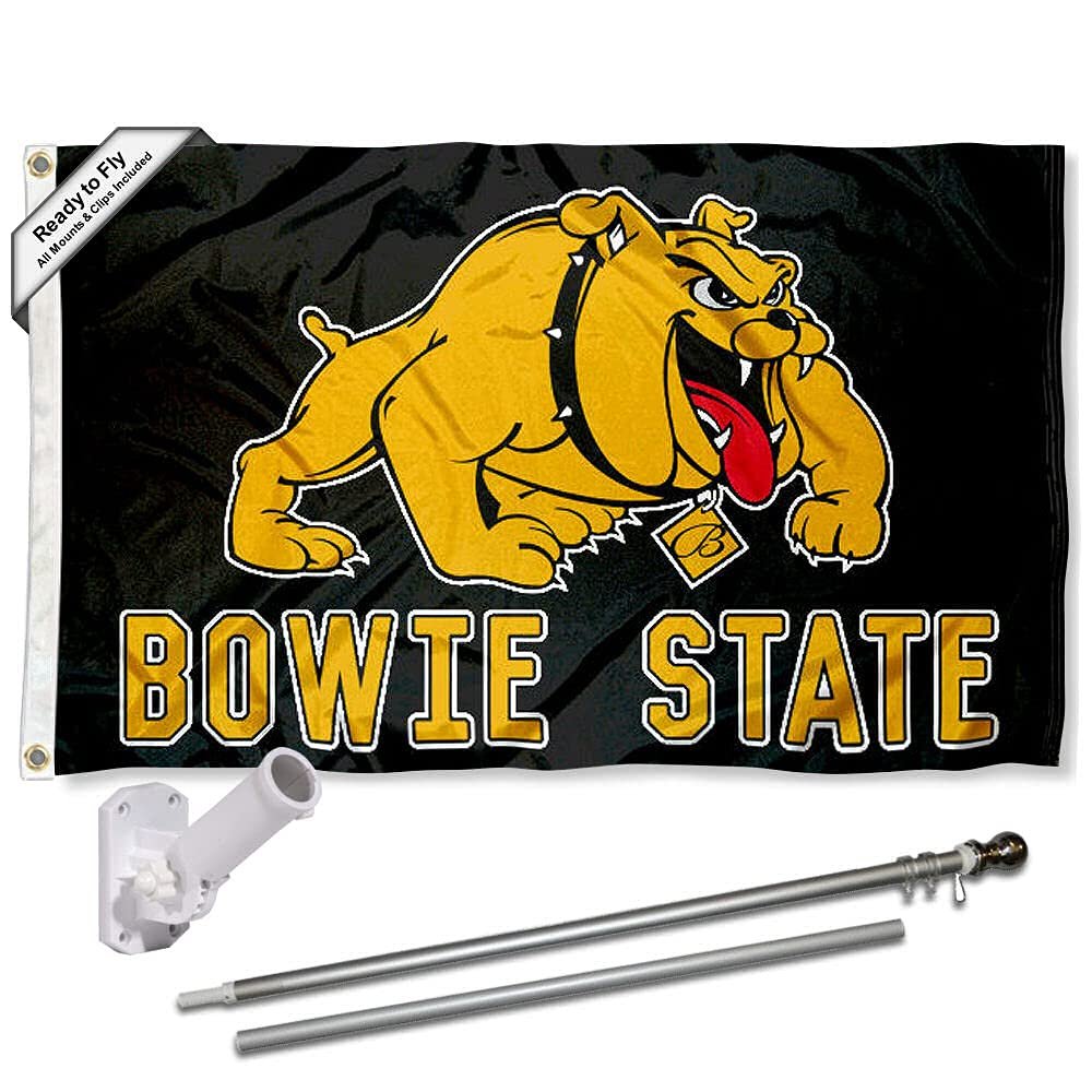 College Flags & Banners Co. BSU Bulldogs Bowie State Flag and Pole Bracket Mount Bundle