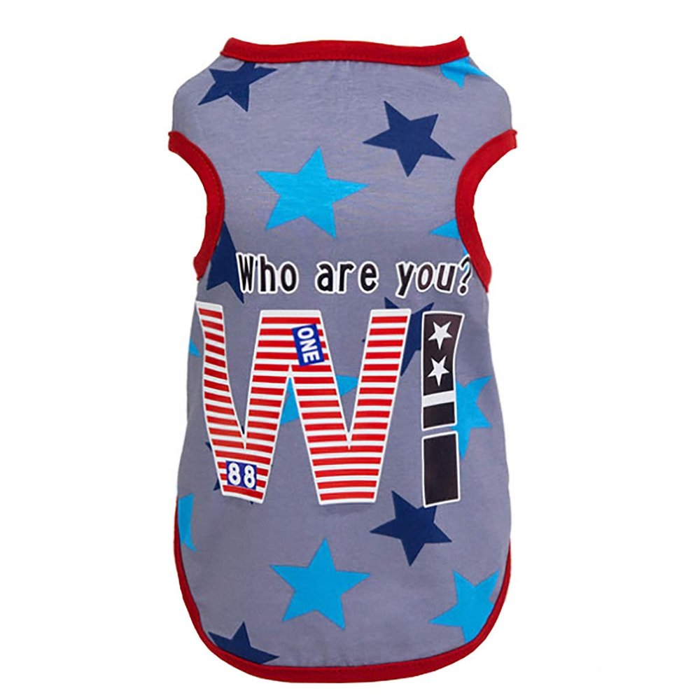 Izefia Dog T Shirt Dog Shirts Clothes Summer Tank Top Vest Star Spangled Banner Sweat Shirt Cool Summer Sport Casual for Small Dog Puppy Cat (XL, Grey)