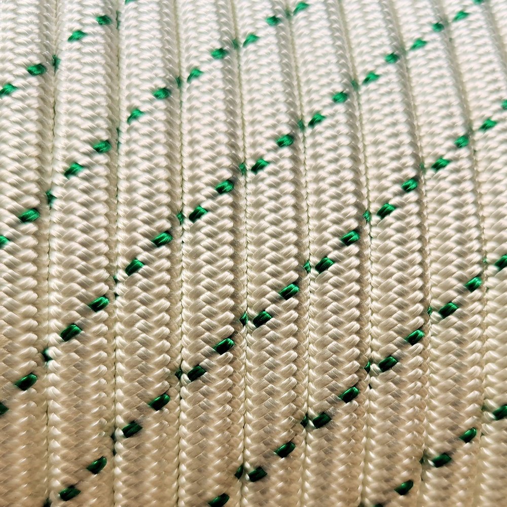 MarineNow Double Braid Polyester Low Stretch Sailing Rope Choose Size/Length/Color (8 mm (5/16"), 140 ft, Green Fleck)