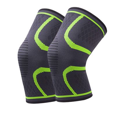YUNSI Elbow 1Pair Knee Pads Breathable Nylon Elastic Sports Knee Support Brace Running Fitness Basketball Football Protector Joelheiras for Adult (Color : Green, Size : XXL)