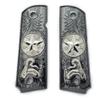 1911 Metal Grips, Gun Grips Screws Included, Full Size (Government/Commander), Scroll Texas Star Grips, Ambi Safety Cut Black Nickel Plated view 1
