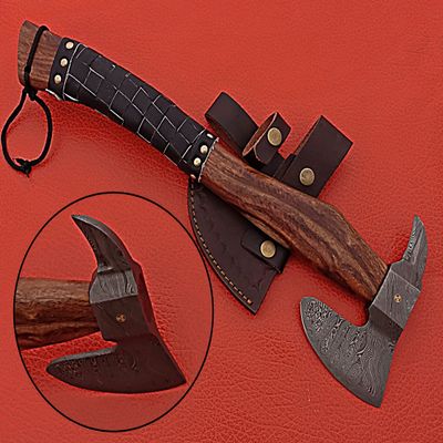 Hand Forge Custom Made Hatchet Axe Hand Made Damascus Steel Blade/Best Gift/Gift for him SS-17347(Rose Wood) (Rose Wood) (Rose Wood) (Rose Wood)