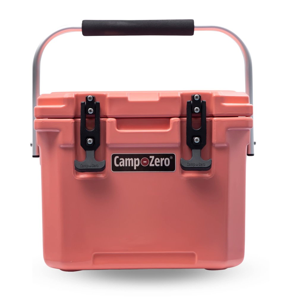 CAMP-ZERO 10L-10.6 Quart Portable Hard Cooler Ice Chest, Perfect for Drinks, Lunch, Beach, Picnics, Boating, Camping and Travel with 2 Molded-in Cup Holders and Folding Aluminum Handle