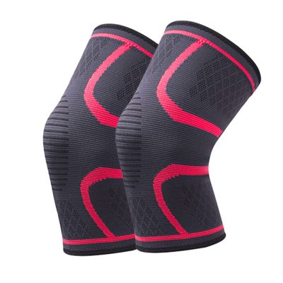 YUNSI Elbow 1Pair Knee Pads Breathable Nylon Elastic Sports Knee Support Brace Running Fitness Basketball Football Protector Joelheiras for Adult (Color : Red, Size : M)