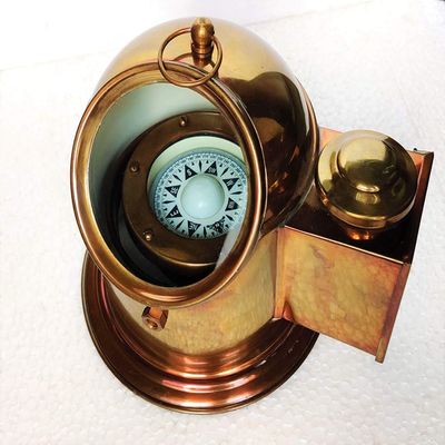 Arch Instruments Antique Vintage Binnacle Helmet Gimballed Brass Compass with A Multicolored Finish