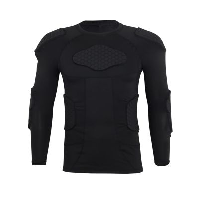 Topeter Adult Compression Padded Shirt Protective T-Shirt Rib Chest Back Shoulder Elbow Protector L