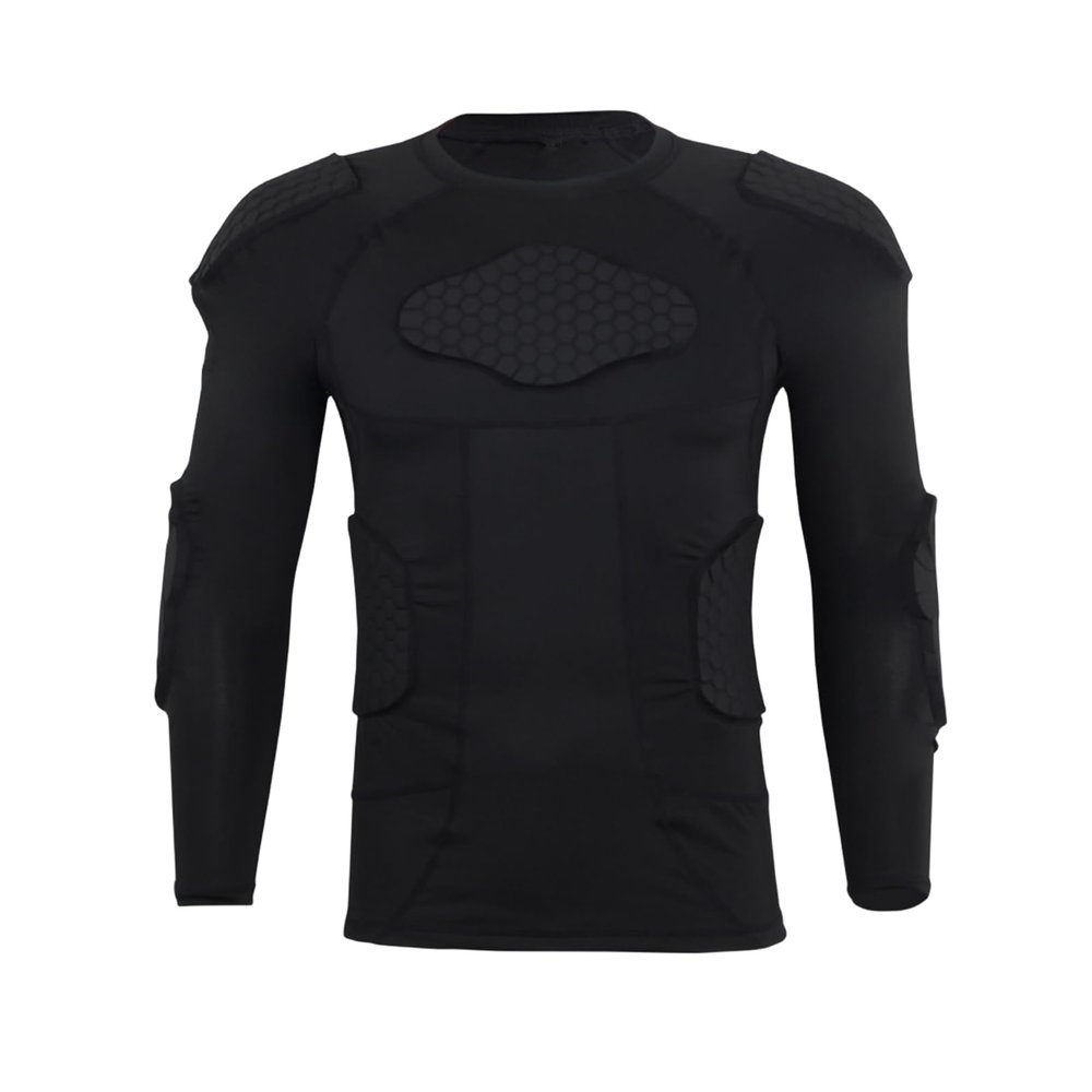 Topeter Adult Compression Padded Shirt Protective T-Shirt Rib Chest Back Shoulder Elbow Protector L