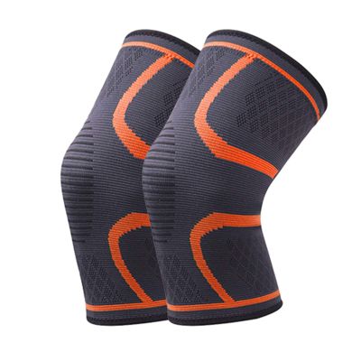 YUNSI Elbow 1Pair Knee Pads Breathable Nylon Elastic Sports Knee Support Brace Running Fitness Basketball Football Protector Joelheiras for Adult (Color : Orange, Size : M)