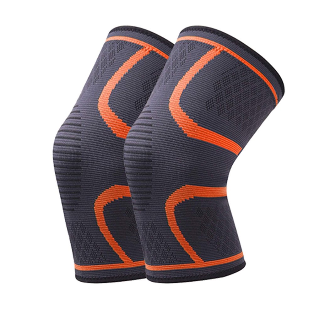 YUNSI Elbow 1Pair Knee Pads Breathable Nylon Elastic Sports Knee Support Brace Running Fitness Basketball Football Protector Joelheiras for Adult (Color : Orange, Size : M)