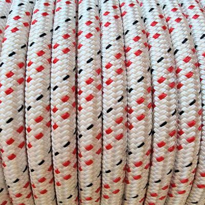 MarineNow Double Braid Polyester Low Stretch Sailing Rope Choose Size/Length/Color (10 mm (3/8"), 030 ft, Red & Black Fleck)