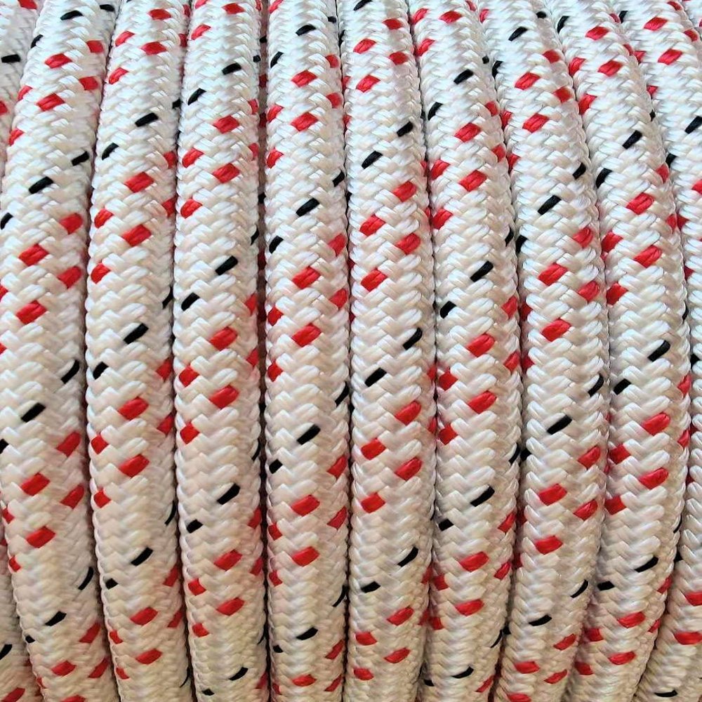 MarineNow Double Braid Polyester Low Stretch Sailing Rope Choose Size/Length/Color (10 mm (3/8"), 030 ft, Red & Black Fleck)