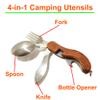 4-in-1 Camping Tableware Utensils, Portable & Detachable Stainless Steel Spoon Fork Knife & Bottle Opener Combo Set - Travel, Backpacking Cutlery Multitool view 2