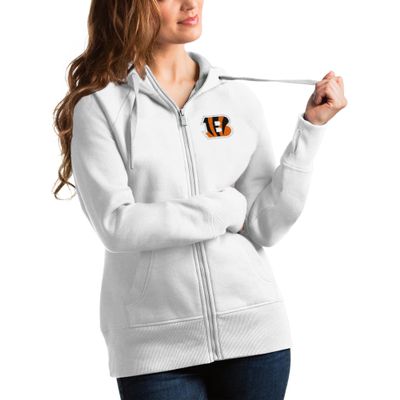 Antigua Women's White Cincinnati Bengals Victory Full-Zip Hoodie