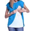 Andongnywell Women's Tow Color Maternity Nursing T-Shirt Short Sleeve Breastfeeding Tops Nursing T-Shirt (Blue,X-Large,) view 1