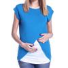 Andongnywell Women's Tow Color Maternity Nursing T-Shirt Short Sleeve Breastfeeding Tops Nursing T-Shirt (Blue,X-Large,) view 2