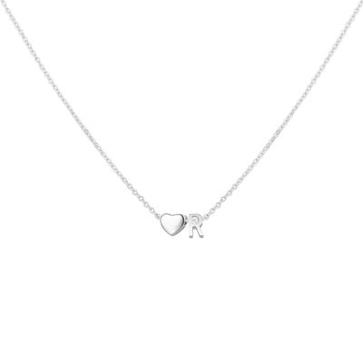 Glimmerst Heart Initial Necklace for Women Stainless Steel Tiny Heart Letter R Necklace Personalized Name Necklace