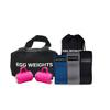 Cardio Max 3.0 lb Hand Dumbbell Set of 2 (1.5 lb Each Egg Weight) + Fabric Resistance Bands Set of 3 for Fitness, Workout, Shadowboxing, Yoga, and More for Men and Women (Pink) view 1