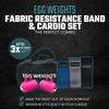Cardio Max 3.0 lb Hand Dumbbell Set of 2 (1.5 lb Each Egg Weight) + Fabric Resistance Bands Set of 3 for Fitness, Workout, Shadowboxing, Yoga, and More for Men and Women (Pink) view 2