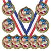 10 Pack of Track Gold Medals Trophy Award with Neck Ribbons MY521 view 1