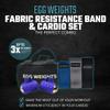 Cardio Max 3.0 lb Hand Dumbbell Set of 2 (1.5 lb Each Egg Weight) + Fabric Resistance Bands Set of 3 for Fitness, Workout, Shadowboxing, Yoga, and More for Men and Women (Purple) view 2