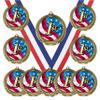 10 Pack of 1st Place Gold Medals Trophy Award with Neck Ribbons MY525 view 1