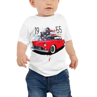 1955 Thunderbird American Classic Antique Car Baby Jersey Short Sleeve Tee White