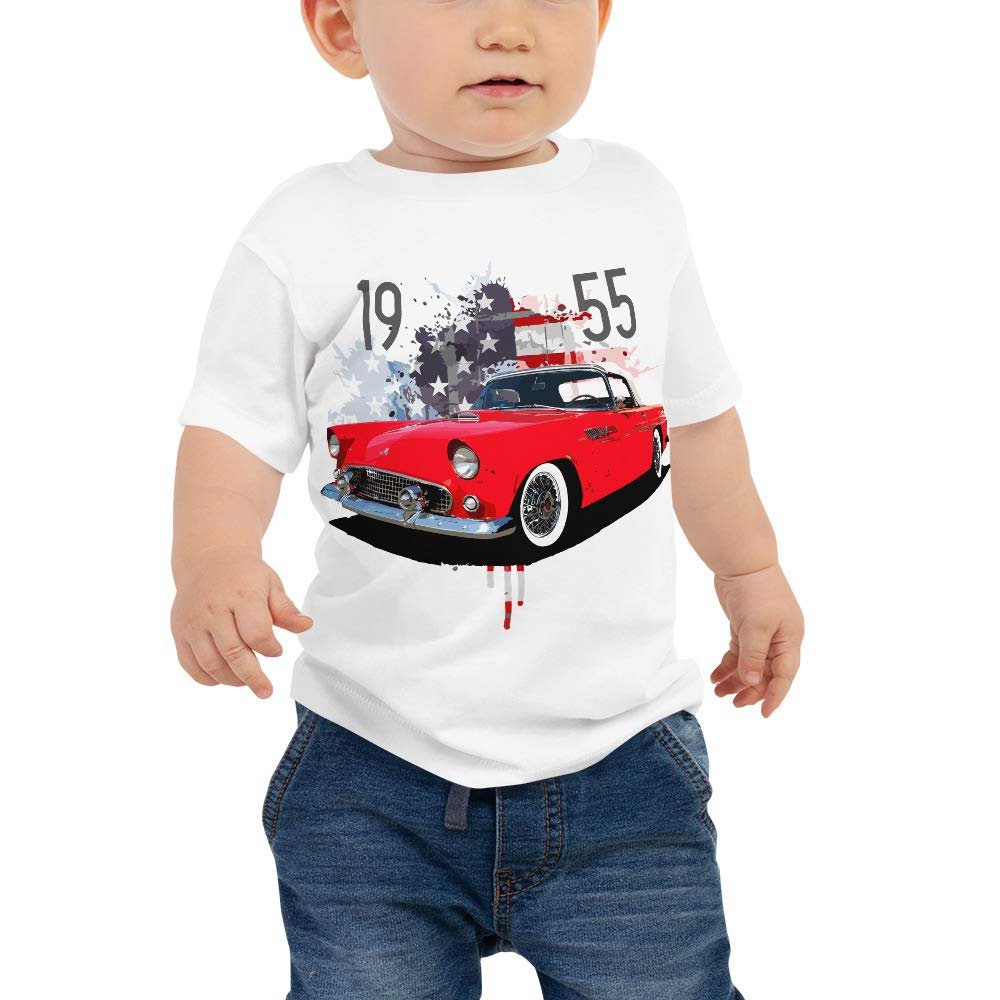1955 Thunderbird American Classic Antique Car Baby Jersey Short Sleeve Tee White