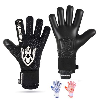 Keeperking Goalkeeper Gloves for Adults Football Gloves Men's Inner Seam Professional Grip 4 mm Secure Fit Unisex (8, E.Black Neg)