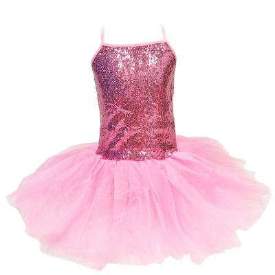 KKmeter Kids Girls' Sequined Ballet Tutu Dress Princess Ballerina Leotard Outfit Dancewear Costumes (Pink, 7-8)