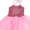 KKmeter Kids Girls' Sequined Ballet Tutu Dress Princess Ballerina Leotard Outfit Dancewear Costumes (Pink, 7-8) view 4