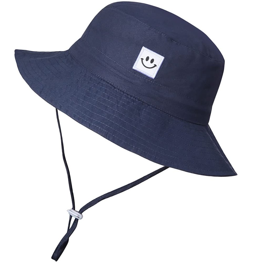 Baby Sun Hat Toddler Bucket Hat for Boys 2-7 Years Smile Face Navy