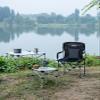 iClimb Heavy Duty Compact Camping Folding Mesh Chair with Side Table and Handle (Black) view 2