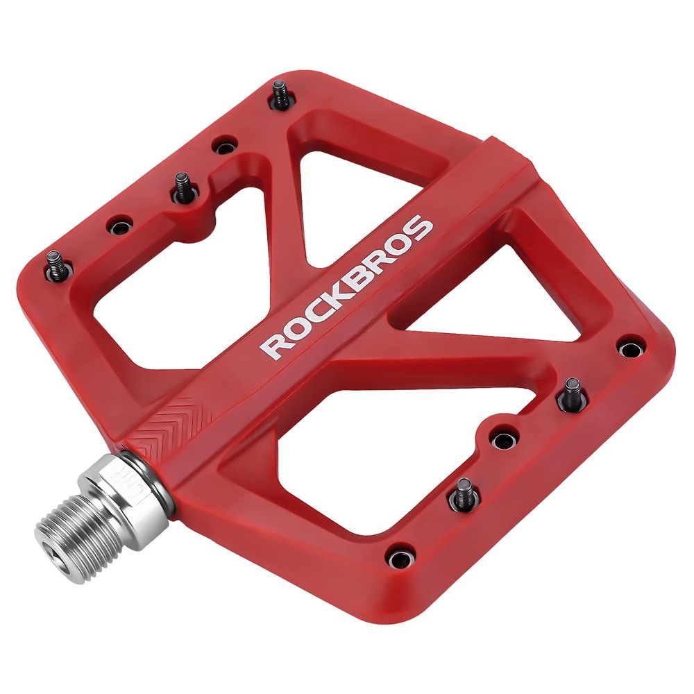 ROCKBROS Mountain Bike Pedals MTB Pedals Lightweight Nylon Composite Bicycle Flat Pedals 9/16" DU Bearing Bike Platform Pedals for BMX MTB Mountain Road Bike