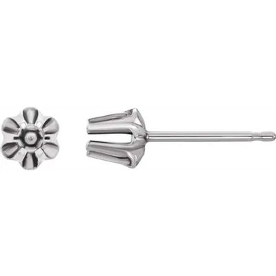 14K White 2.4 mm Round Buttercup Earring Mounting (yellow-gold)