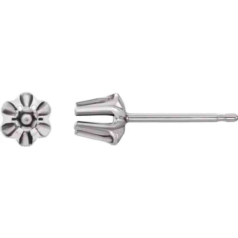14K White 2.4 mm Round Buttercup Earring Mounting (yellow-gold)