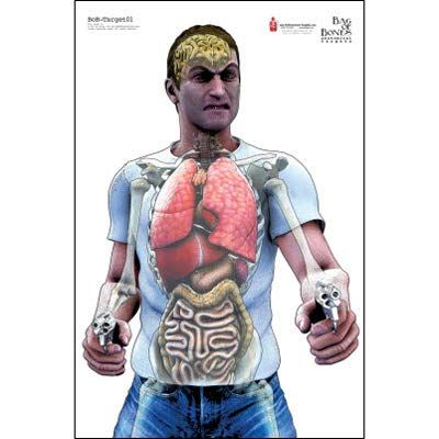 100 Pcs, 23" x 35" Bag of Bones Man W/Two Guns Anatomical Target