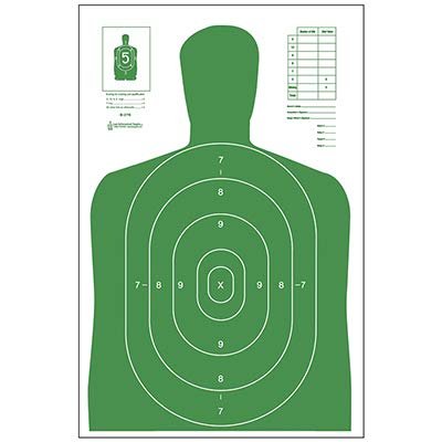 100 Pcs, 23" x 35" B-27E Economy Target (Green) - All Weather Resistant Target On Heavy Paper
