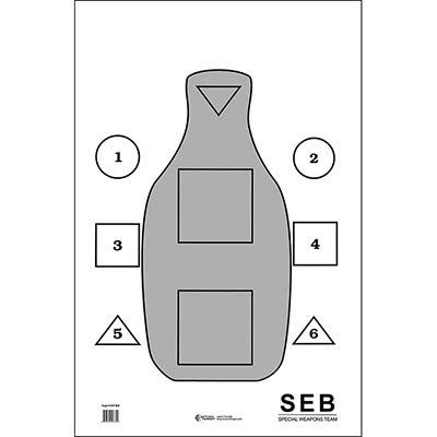 100 Pcs, 23" x 35" Swat SEB Training Target W/Q Scoring(Black & Gray) - All Weather Resistant Target On Heavy Paper