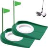Golf Putting Cup and Flag Putt Training Hole All-Direction Surface Regulation Practice Cups for Men Women Kids Indoor Outdoor Home Office Backyard Golfing (2 Pcs Green Cup with Green Flag) view 1