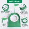 Golf Putting Cup and Flag Putt Training Hole All-Direction Surface Regulation Practice Cups for Men Women Kids Indoor Outdoor Home Office Backyard Golfing (2 Pcs Green Cup with Green Flag) view 3
