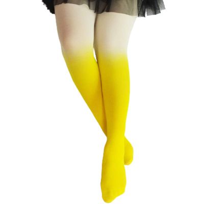 Women Stretch Velvet Tights Socks Stocking Gradient Color Pantyhose (yellow)