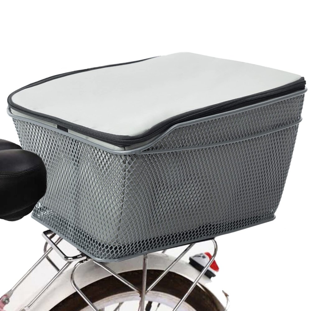 Lixada Rear Bike Basket with Waterproof Fabric Case, Metal Wire Bike Cargo Basket Fits Most Adult Bikes, Large Bicycle Basket Rear Rack Bike Basket for Pet, Shopping, Grocery, Commuting, Picnic