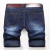 SHOOYING Men's Summer Stretch Distressed Holes Denim Short Casual Holiday Jean Shorts with Pockets, Blue, US 42 view 3