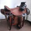 Leather Ride Tan Leather Western Fully Tooled Show Saddle with Silver Corner & Canchos view 1