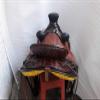 Leather Ride Tan Leather Western Fully Tooled Show Saddle with Silver Corner & Canchos view 4